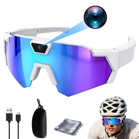 Depehelp 4K HD Baseball Sunglasses with Camera, Outdoor Activity Recording Audio Video Action Smart Glass for Men Women Action Sports for Cycling Hiking (No Memory Card)