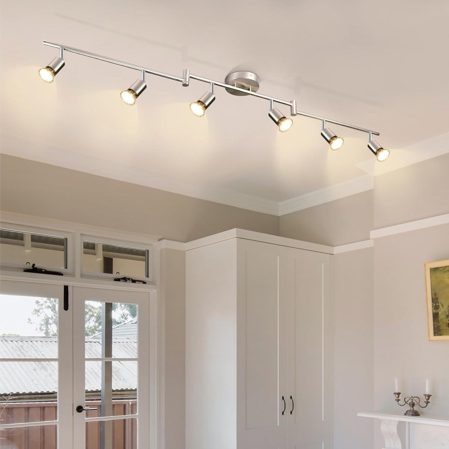 Depeley 6 Light LED Track Light Fixture, Nickel Ceiling Spotlight