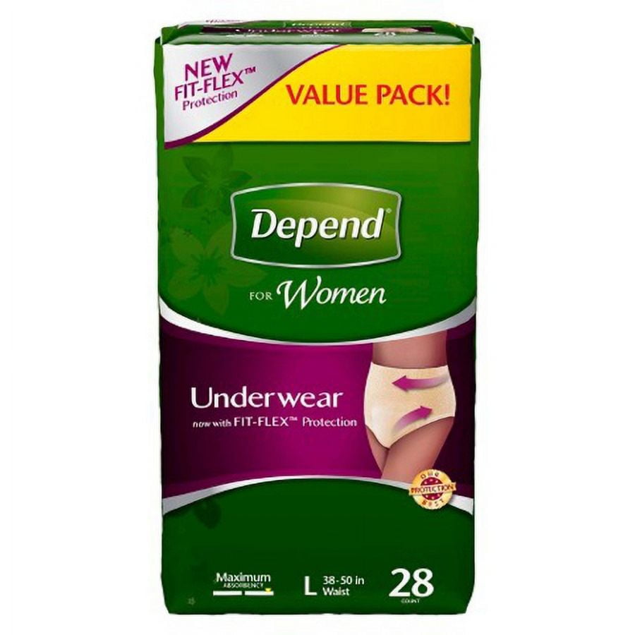 Depend Adult Absorbent Underwear Pull On, Disposable, Heavy Absorbency, Large, Case of 56