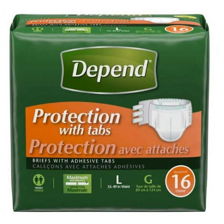 Depend Large X-Large Adult Brief with Tab Closure, Disposable