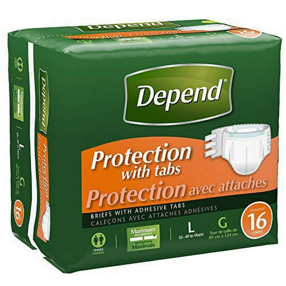 Depend Adult Incontinent Brief Tab Closure Large / X-Large Disposable Heavy Absorbency 35 - 49 , 48 Count, 4 Pack