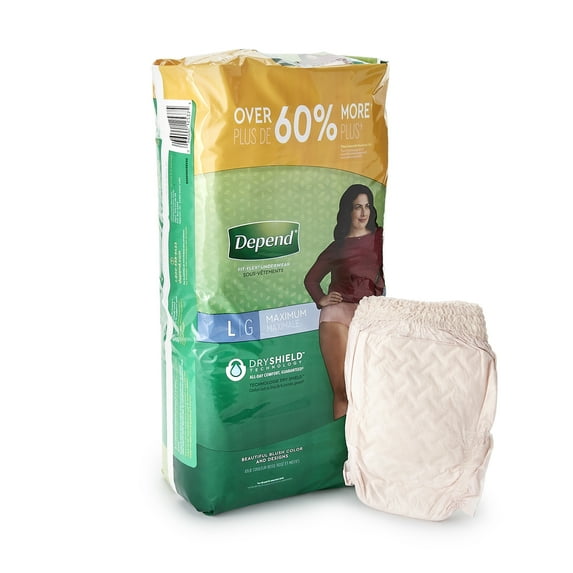 Depend FIT-FLEX Disposable Underwear Female Pull On with Tear Away Seams Large, 53743, 56 Ct