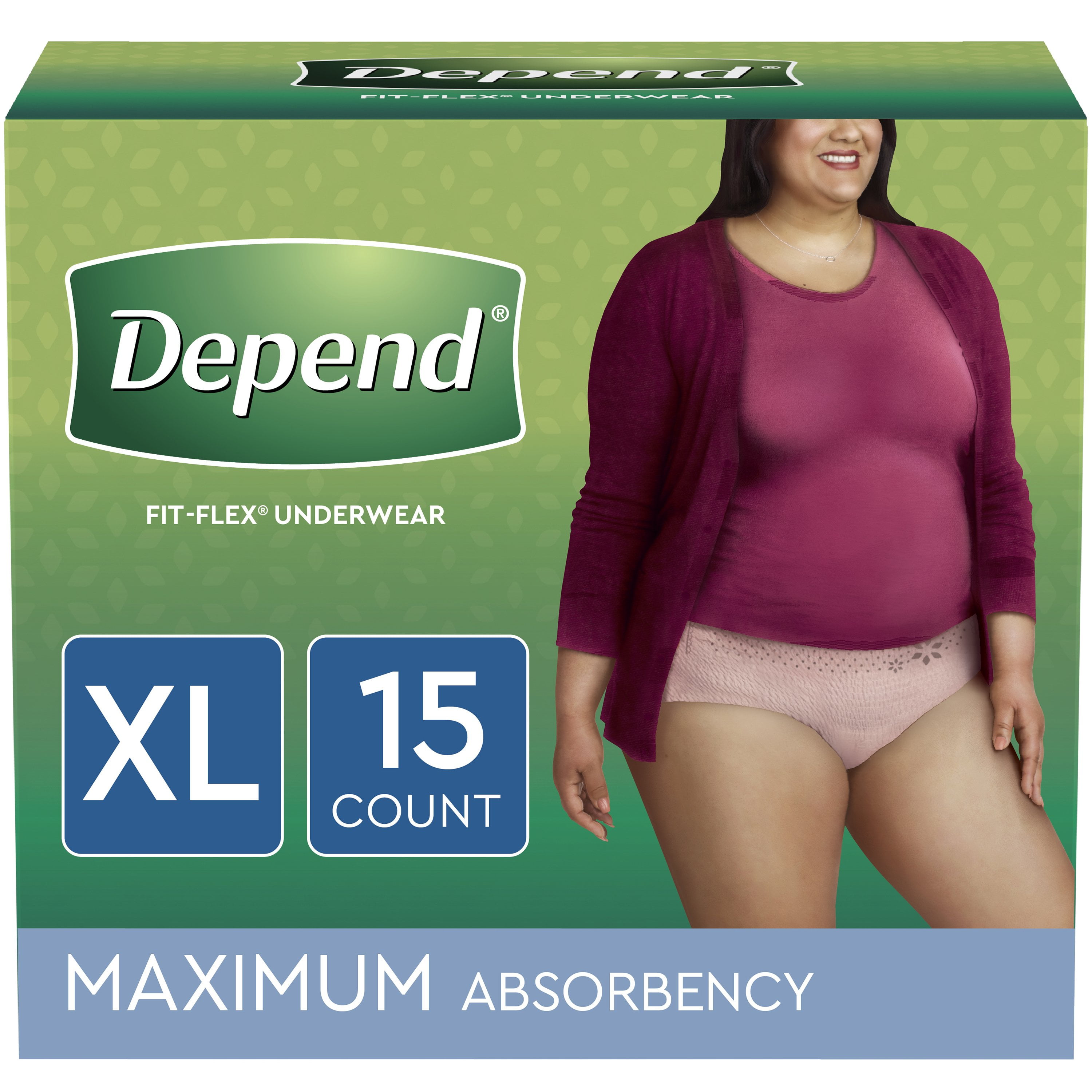 Depend FIT-FLEX Disposable Underwear Female Pull On with Tear Away Seams  X-Large, 43586, Maximum, 30 Ct