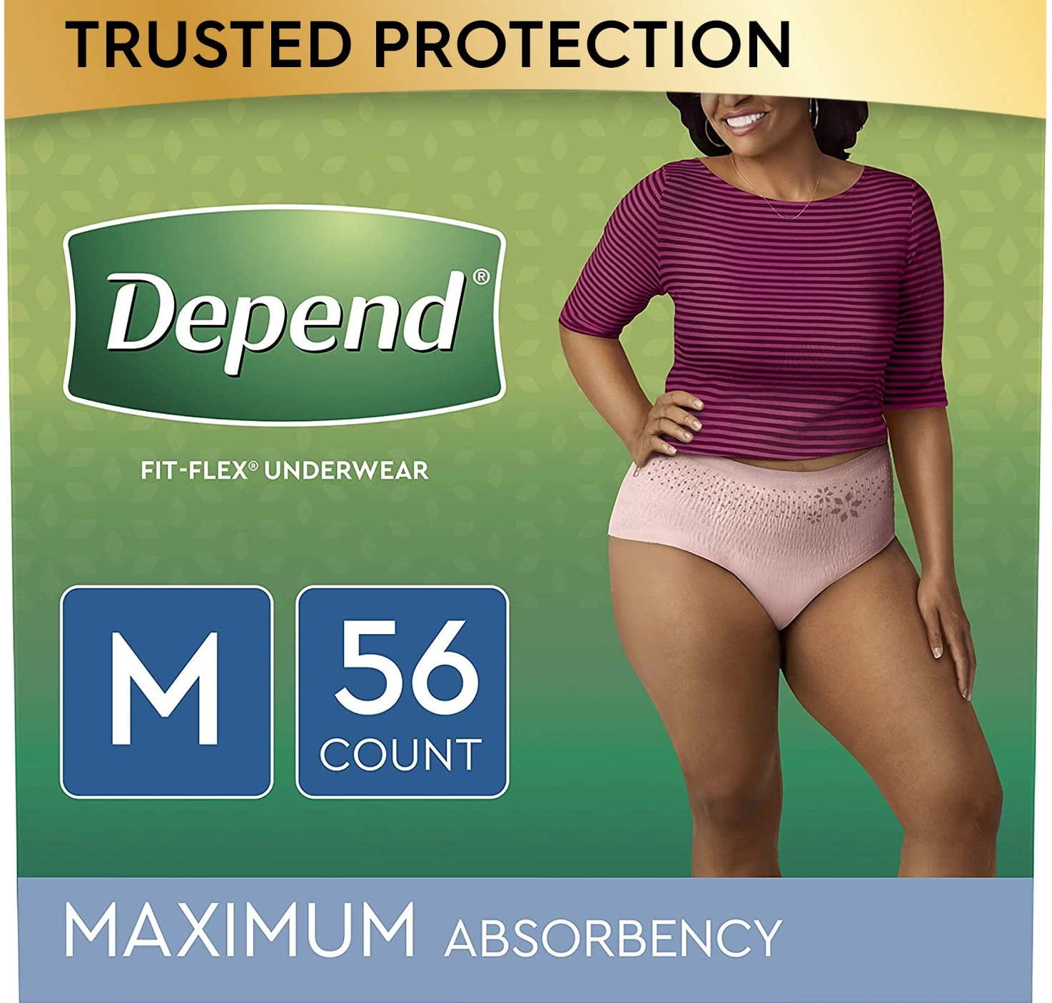 Depend FIT-FLEX Incontinence & Postpartum Underwear for Women, Disposable,  Maximum Absorbency, Medium, Blush, 56 Count (2 Packs of 28) (Packaging May  Vary) 