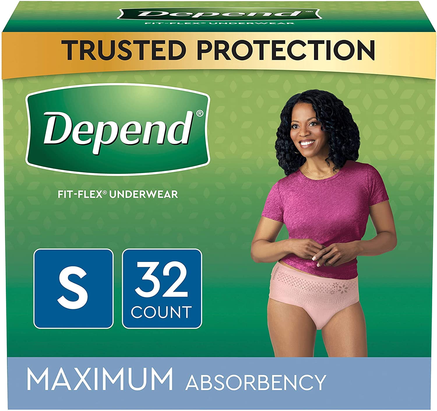 Depend Fit-Flex Incontinence Underwear for Women, Disposable, Maximum Absorbency, Small, Blush, 32 Count, Size: XL