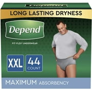 Depend FIT-FLEX Incontinence Underwear for Men, Maximum Absorbency, Disposable, XXL, Grey, Count ( Packs of ) (Packaging May Vary)
