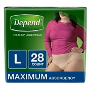 Depend FIT-FLEX Incontinence Underwear for Women, Maximum Absorbency, L