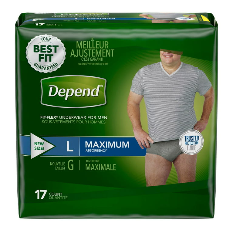 Depend FIT-FLEX Maximum Absorbency Incontinence Underwear For Men, Large,  34 Count 