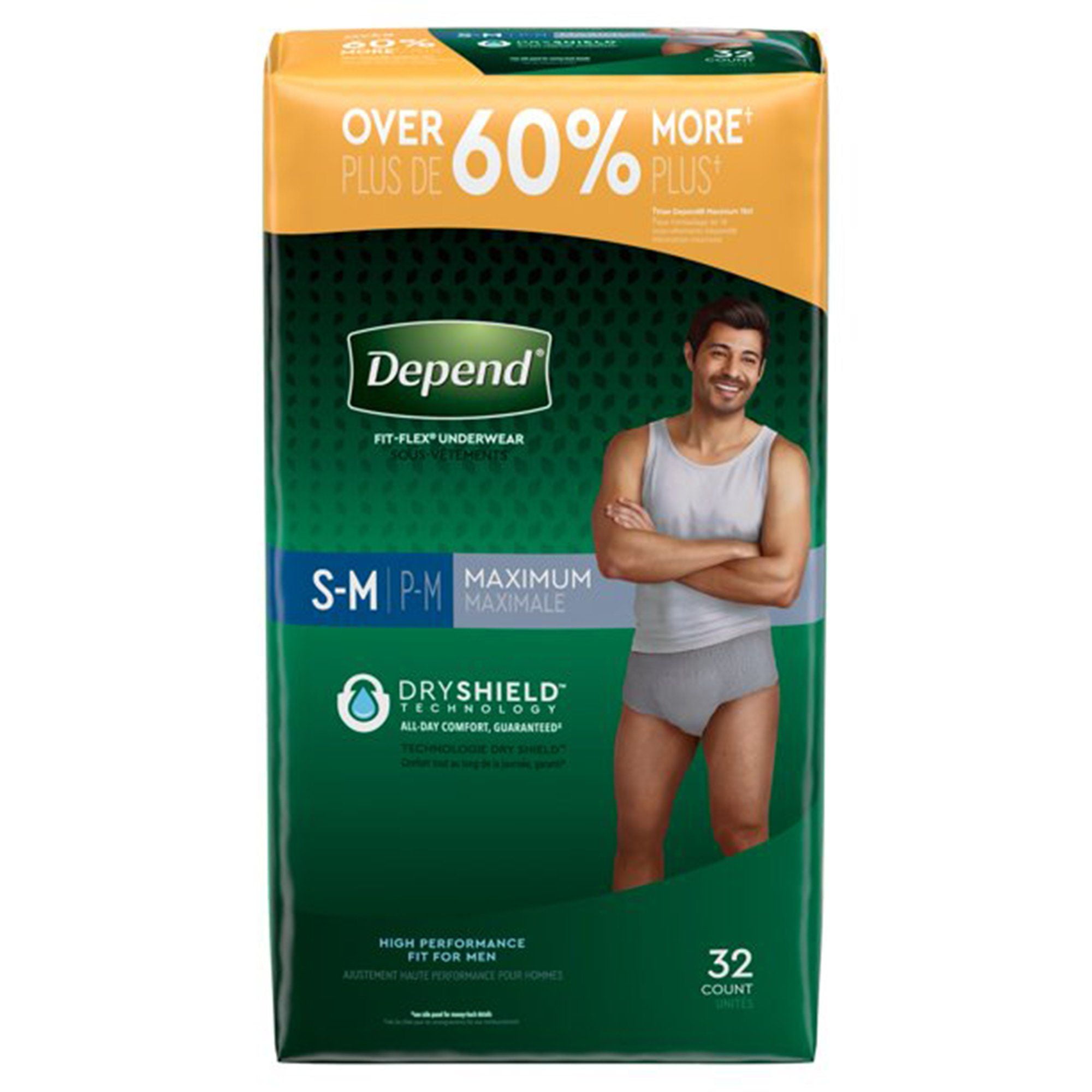 Depend FIT-FLEX Underwear Maximum for Men, Small/Medium (PK/32)