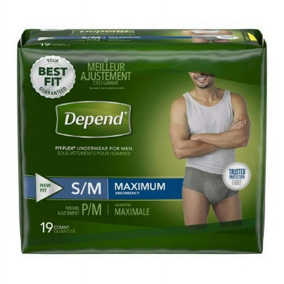 Depend FIT-FLEX Underwear for Men, Heavy Absorbency, Small/Medium, 19 Count