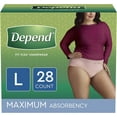 thumbnail image 1 of Depend FIT-FLEX Underwear for Women, Maximum Absorbency, Large 28 ea (Pack of 2), 1 of 12