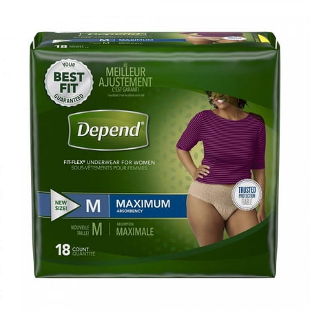Depend FIT-FLEX Underwear for Women, Maximum Absorbency, Medium, 18 Count