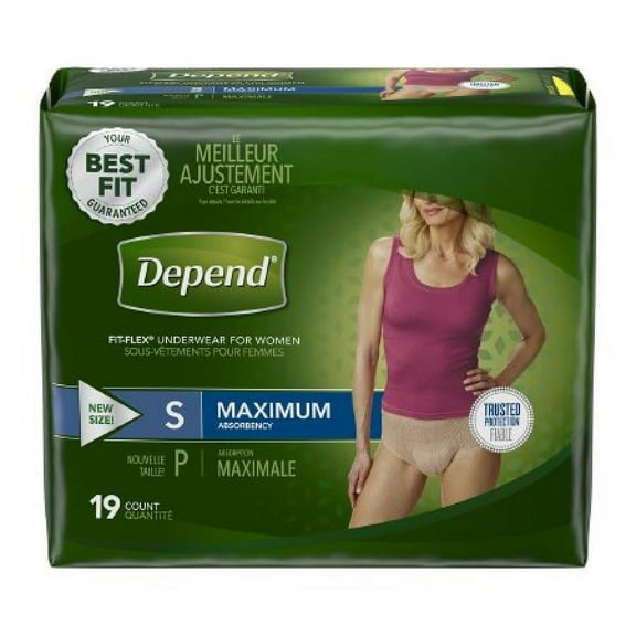 Depend FIT-FLEX Underwear for Women, Maximum Absorbency, Small, 38 Count