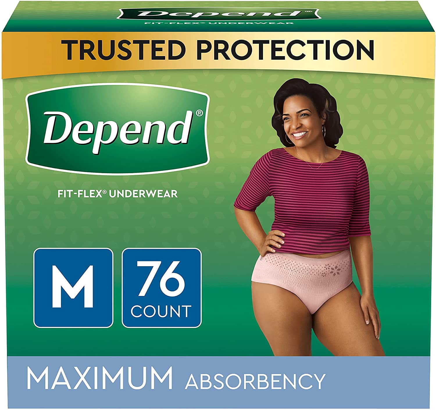 Depend Fit-Flex Adult Incontinence Underwear for Women, Disposable, Maximum  Absorbency, Medium, Blush, 76 Count