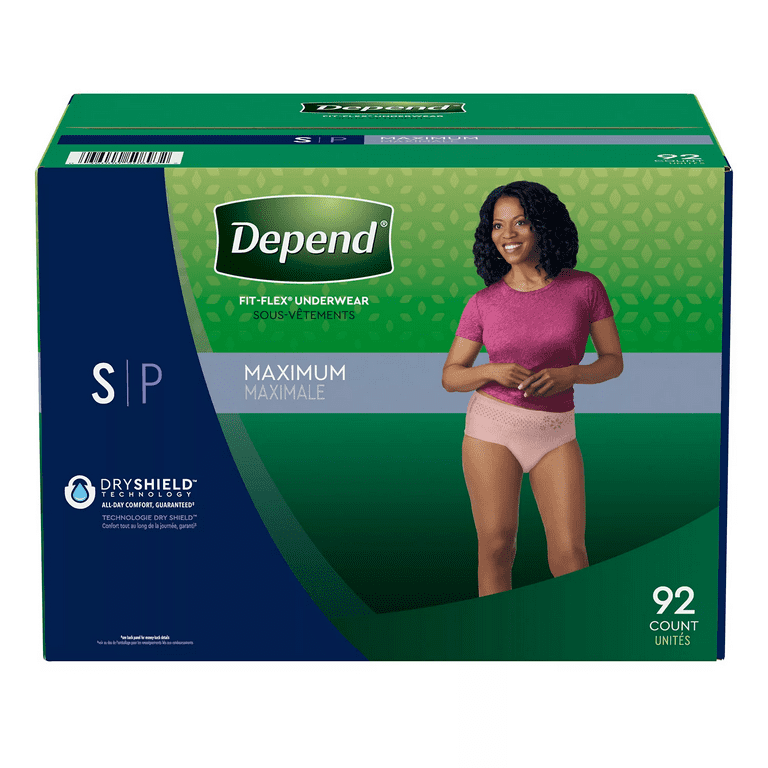 Depend Fit-Flex Incontinence & Postpartum Underwear for Women Small Size