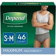 thumbnail image 1 of Depend Fit-Flex Incontinence Underwear for Men, Maximum Absorbency, Small/Medium, Grey, 46 Count, 1 of 8