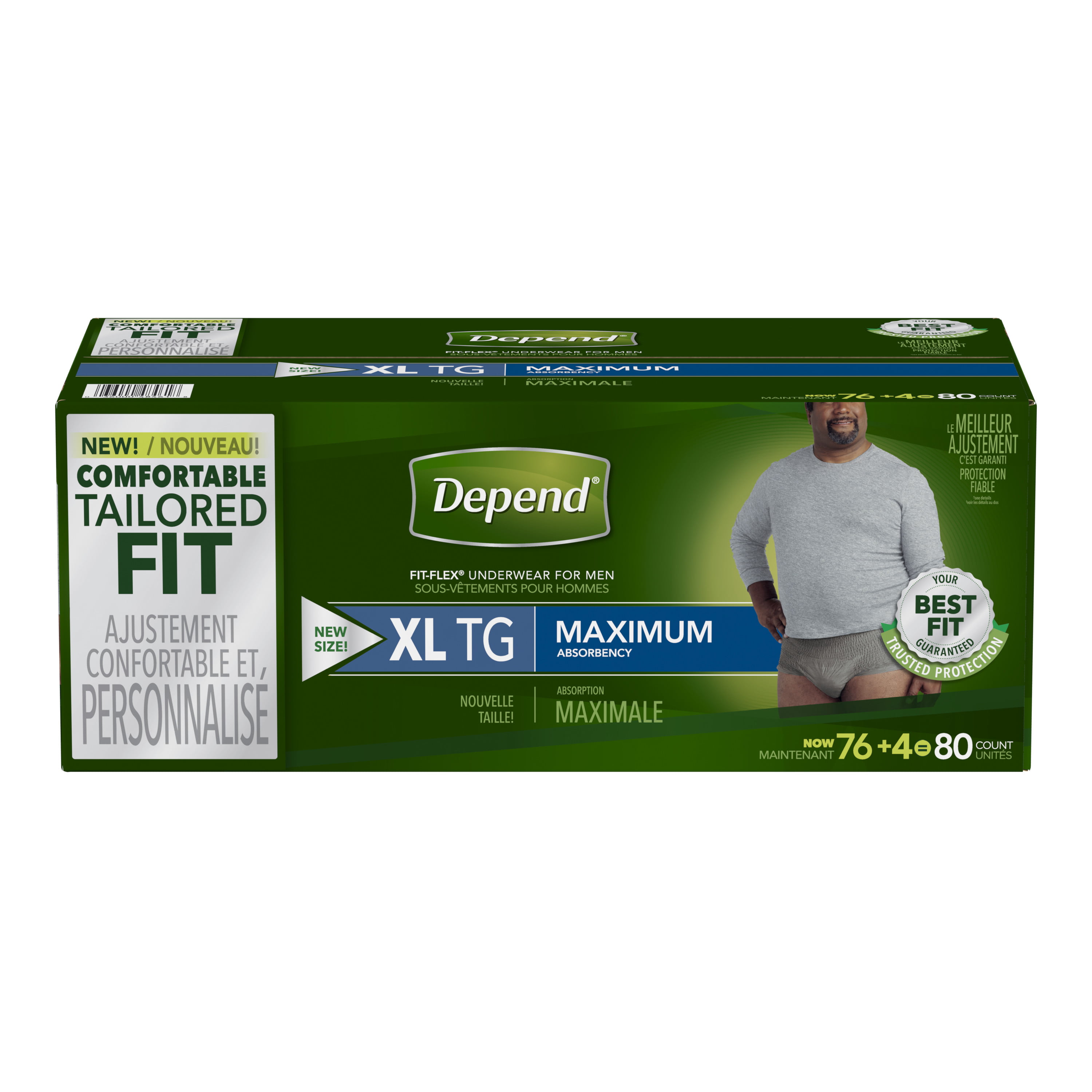 Depend FIT-FLEX Incontinence Underwear for Men, Maximum Absorbency, XL,  Gray (Packaging may vary), 15 ct.