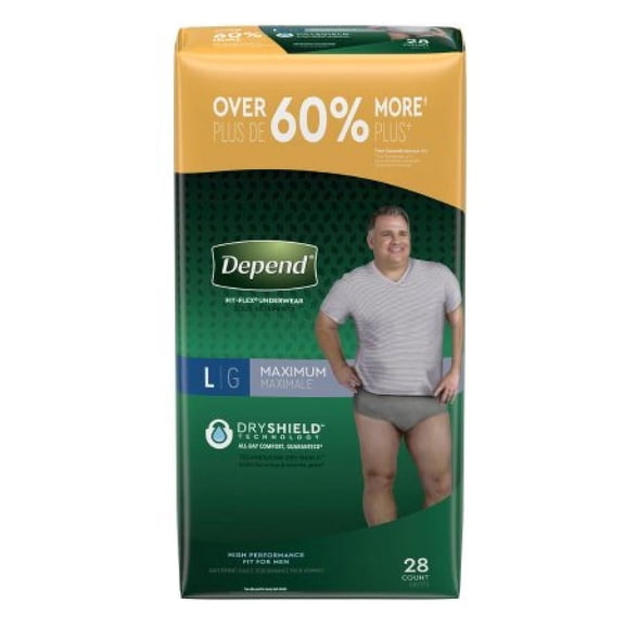 Depend Fit-Flex Underwear for Men, Heavy Absorbency, Large, 28 Count