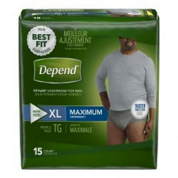 Depend Fit-Flex Underwear for Men, Heavy Absorbency, X-Large, 30 Count