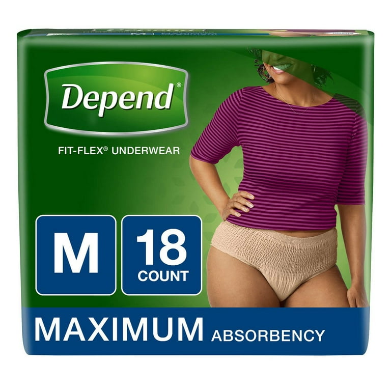 Depend Fit-Flex Underwear for Women Medium Maximum Absorbency - (Pack of 2)