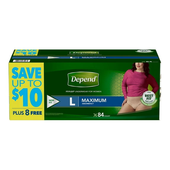 Depend Fit-Flex Underwear for Women Size Large 84 ct