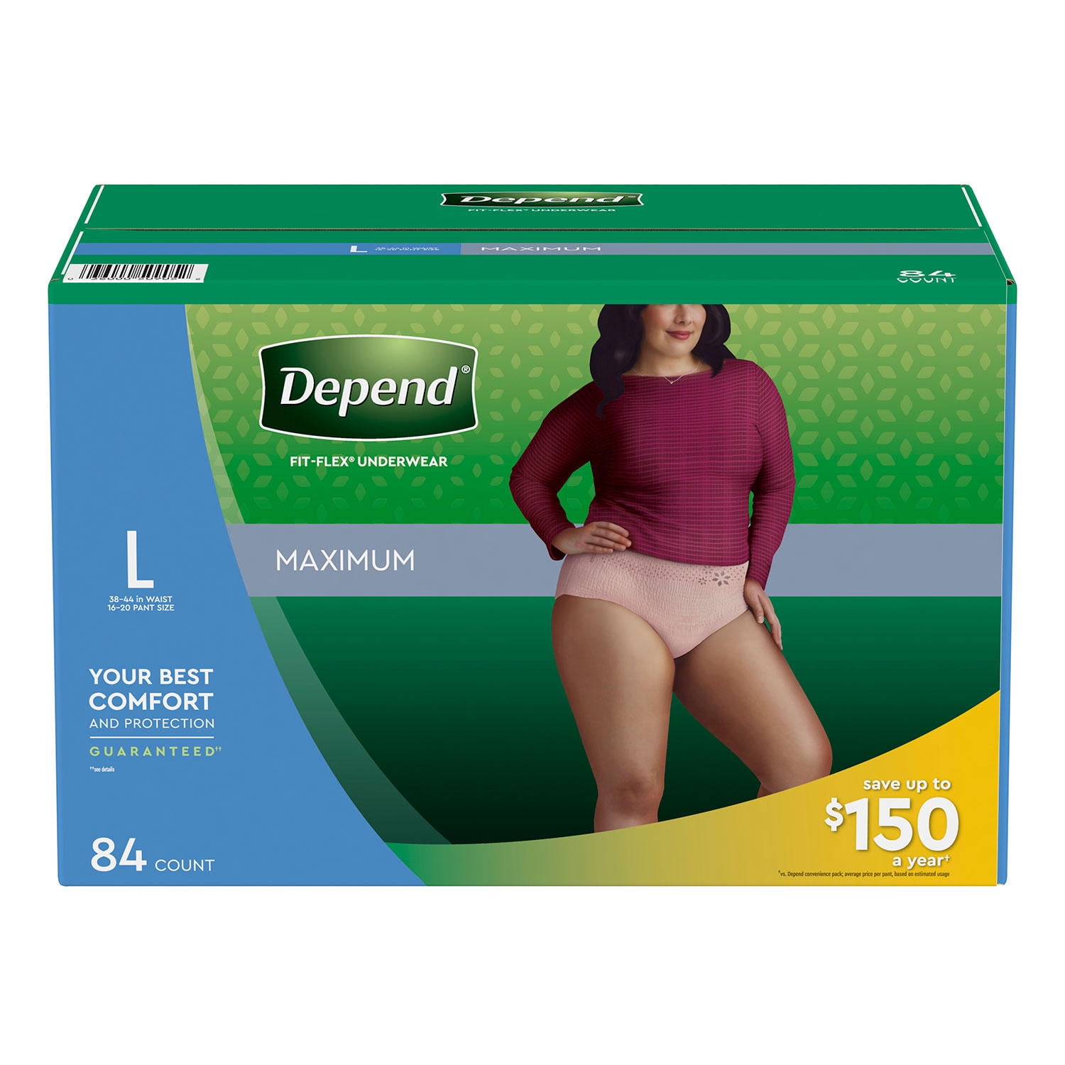 Depend Fit-Flex Underwear for Women Size Large 84 ct 