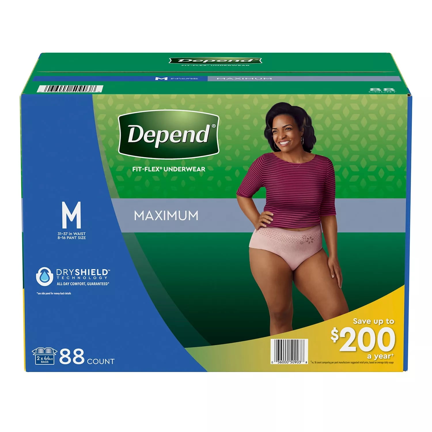 Depend Fit-Flex Underwear for Women Size Medium 88 ct 