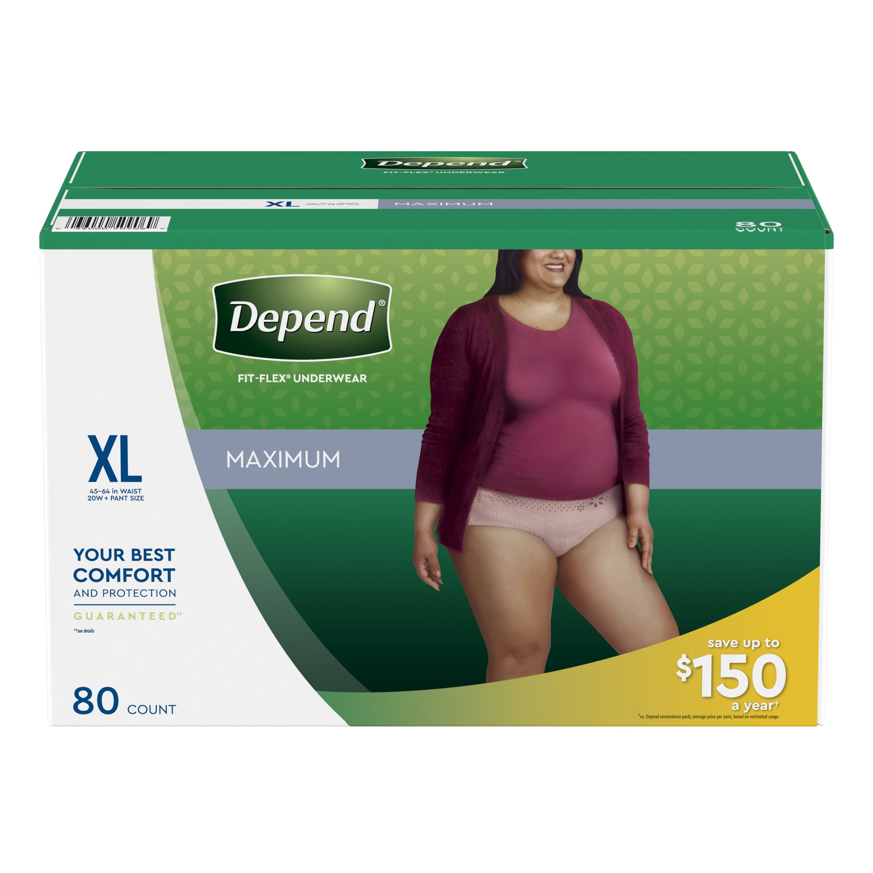 Depend Fit-Flex Incontinence Underwear for Women, Maximum Absorbency,  Blush, XXL - 22 ct