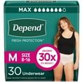 thumbnail image 1 of Depend Fresh Protection Adult Incontinence Underwear for Women (Formerly Depend Fit-Flex), Disposable, Maximum, Medium, Blush, 30 Count, Packaging May Vary, 1 of 7