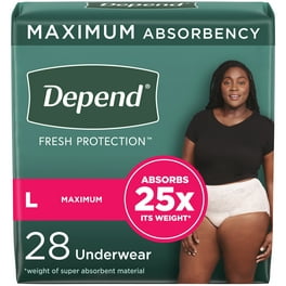 Depend Fresh Protection Adult Incontinence Underwear for Women, Maximum,  XXL, Blush, 22Ct