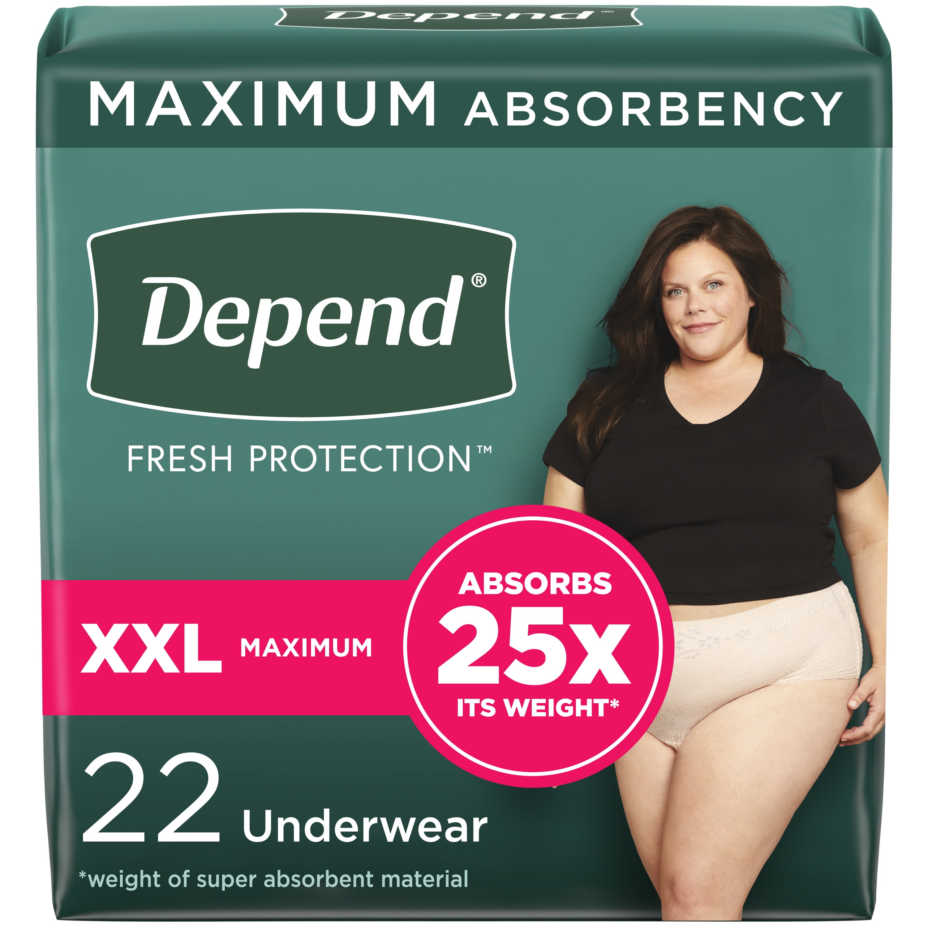 Depend Fresh Protection Adult Incontinence Underwear for Women, Maximum, L,  Blush, 40Ct