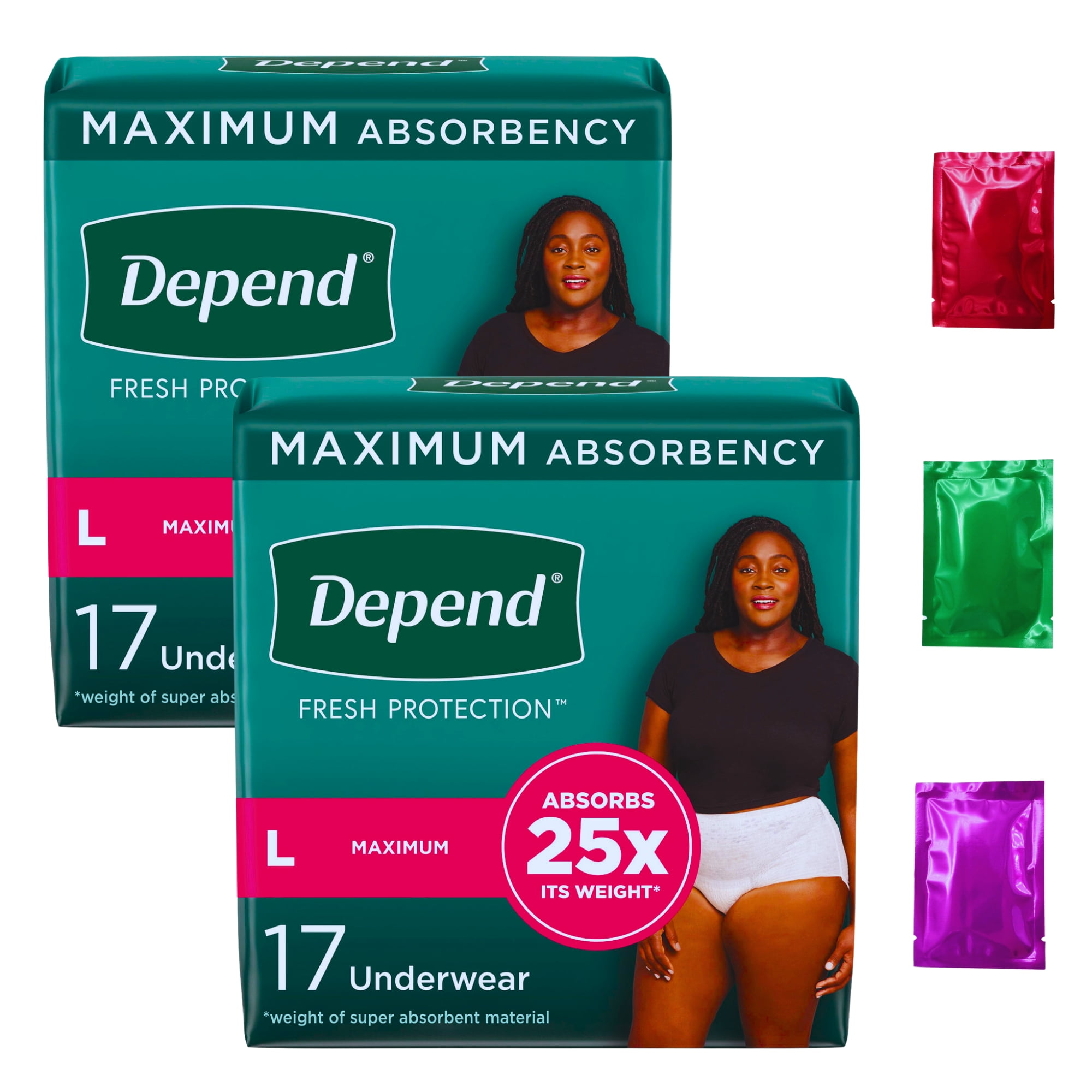 Depend Fresh Protection Incontinence Underwear for Women, Large
