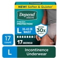 thumbnail image 1 of Depend Fresh Protection Incontinence Underwear for Men, Adult Diapers, L, 17 Count, 1 of 12
