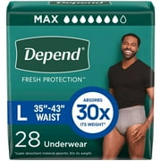 Depend Fresh Protection Incontinence Underwear for Men, Adult Diapers, L, 28 Count