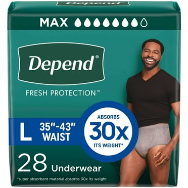 Depend Fresh Protection Incontinence Underwear for Men, Adult Diapers, L, 28 Count