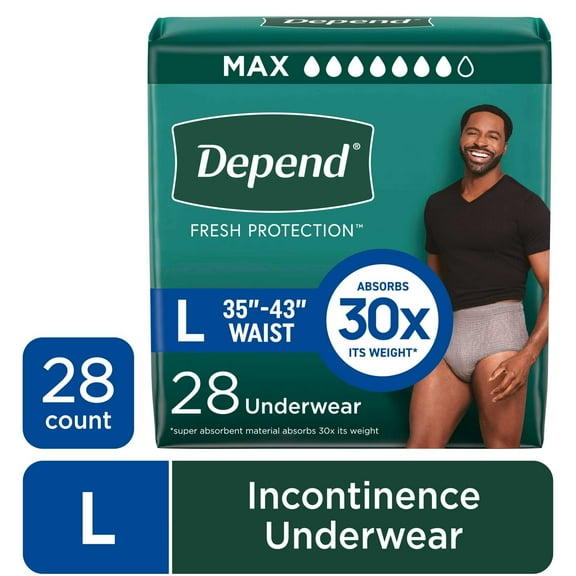 Depend Fresh Protection Incontinence Underwear for Men, Adult Diapers, L, 28 Count
