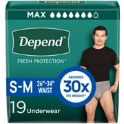 Depend Fresh Protection Incontinence Underwear for Men, Adult Diapers, S/M, 19 Count
