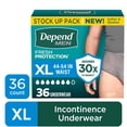 thumbnail image 1 of Depend Fresh Protection Incontinence Underwear for Men, Adult Diapers, XL, 36 Count, 1 of 12