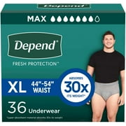 Depend Fresh Protection Incontinence Underwear for Men, Adult Diapers, XL, 36 Count