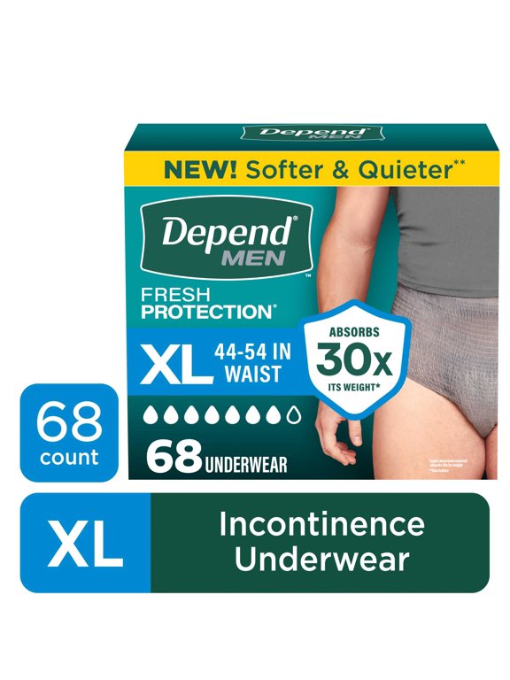 Fresh Protection Incontinence Underwear for Men, Adult Diapers, XL (68 Count)