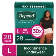 Depend Fresh Protection Incontinence Underwear for Women, Adult Diapers, L, 28 Count