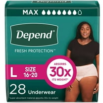 Depend Fresh Protection Incontinence Underwear for Women, Adult Diapers, L, 28 Count