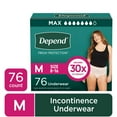 thumbnail image 1 of Depend Fresh Protection Incontinence Underwear for Women, Adult Diapers, M, 76 Count, 1 of 11