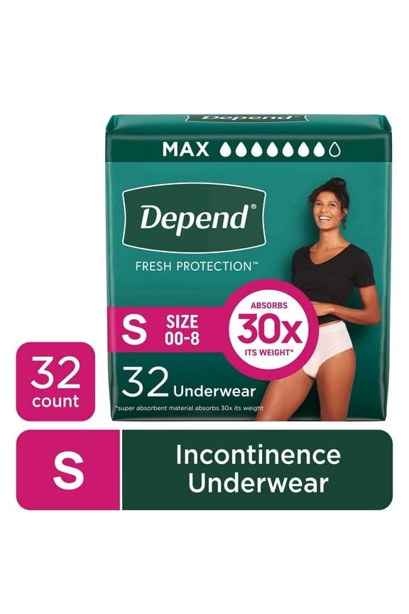 Fresh Protection Incontinence Underwear for Women, Adult Diapers, S, 32 Count