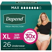 Depend Fresh Protection Incontinence Underwear for Women, Adult Diapers, XL, 26 Count