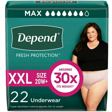 Depend Fresh Protection Incontinence Underwear for Women, Adult Diapers, XXL, 22 Count