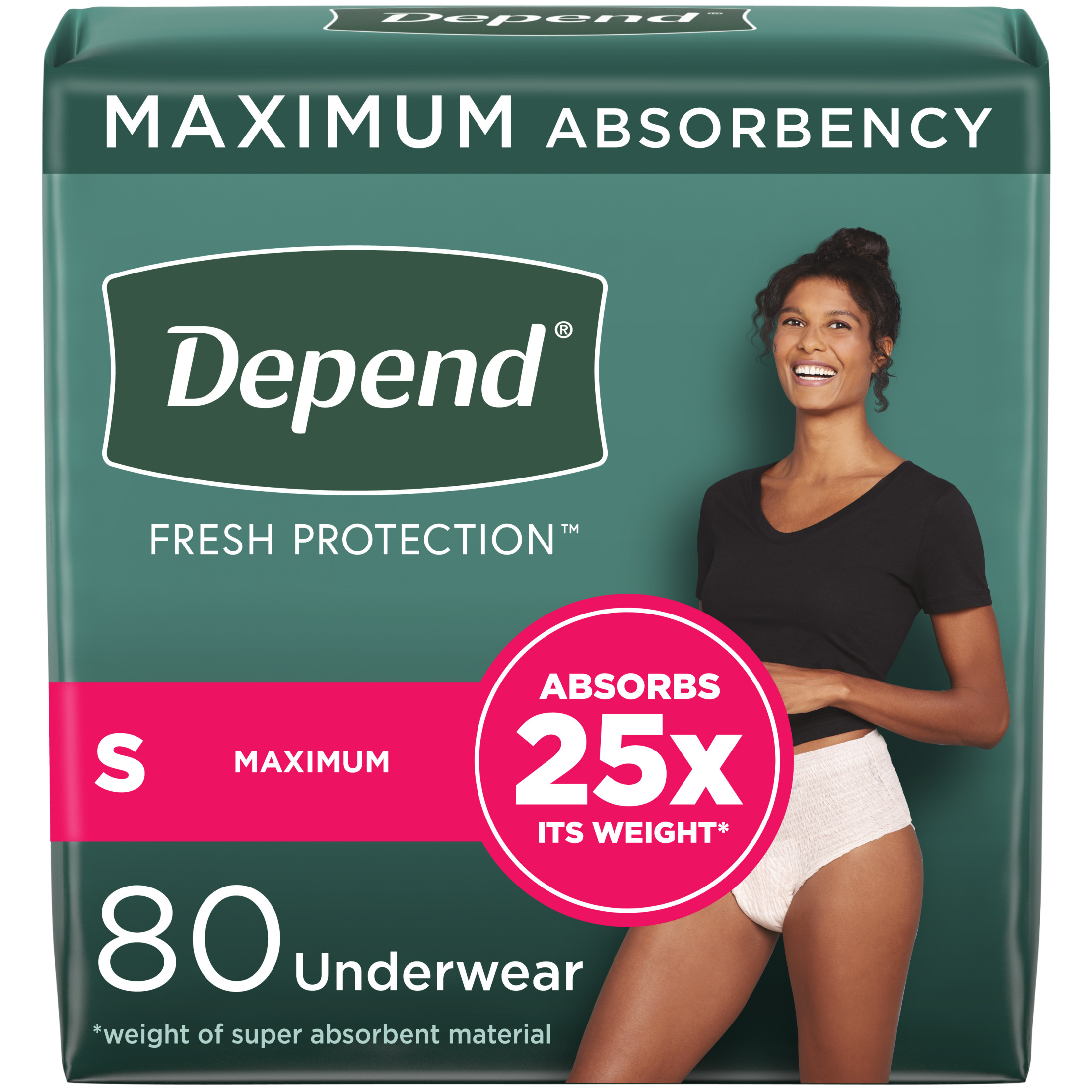 Depend Fresh Protection Women's Incontinence & Postpartum Bladder Leak Underwear, S, 80 Count - image 1 of 9