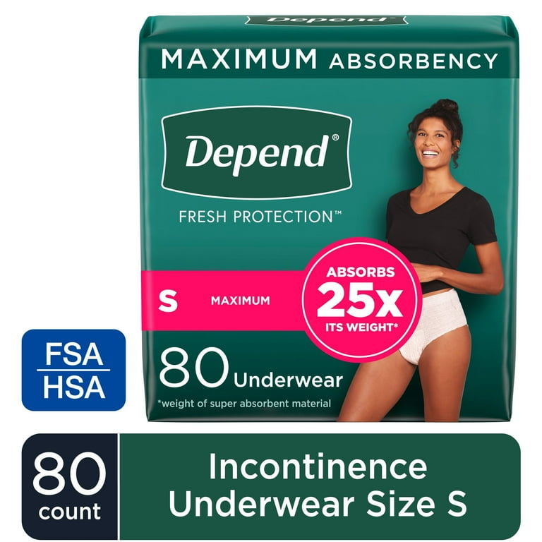 Depend Fresh Protection Women s Incontinence Postpartum Bladder Leak Underwear Maximum Absorbency Size S 80 Count Walmart
