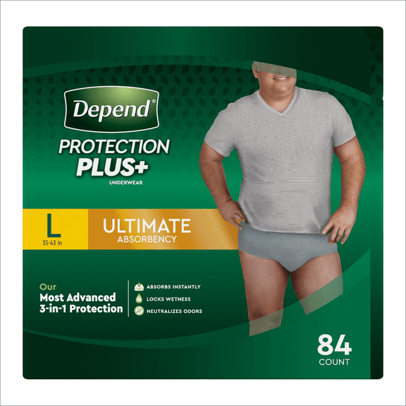Depend Protection plus Ultimate Underwear for Men  Large - 84 Count