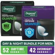 Depend Guards Incontinence Pads for Men, Day & Overnight Pack, 94 Count